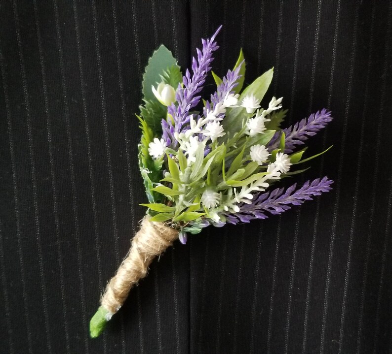 Lavender boutonniere, Purple boutonniere, Lavender wedding, Lavender groom's boutonniere, Lavender buttonhole image 5