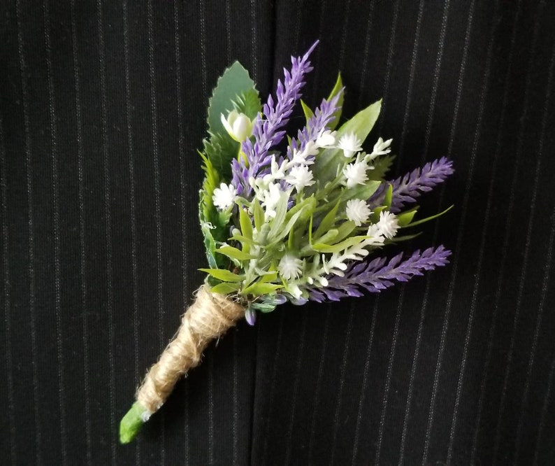 Lavender boutonniere, Purple boutonniere, Lavender wedding, Lavender groom's boutonniere, Lavender buttonhole image 6