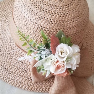 Formal straw hat, Decorated straw hat  Wedding straw hat,  Floral hat, Church hat, Tea Party hat, Beach hat
