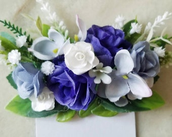 Boutonnière de poche bleu poudré, boutonnière de poche bleu marine et bleu poudré, boutonnière de poche rose bleue