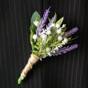 Lavender boutonniere, Purple boutonniere, Lavender wedding, Lavender groom's boutonniere, Lavender buttonhole image 3