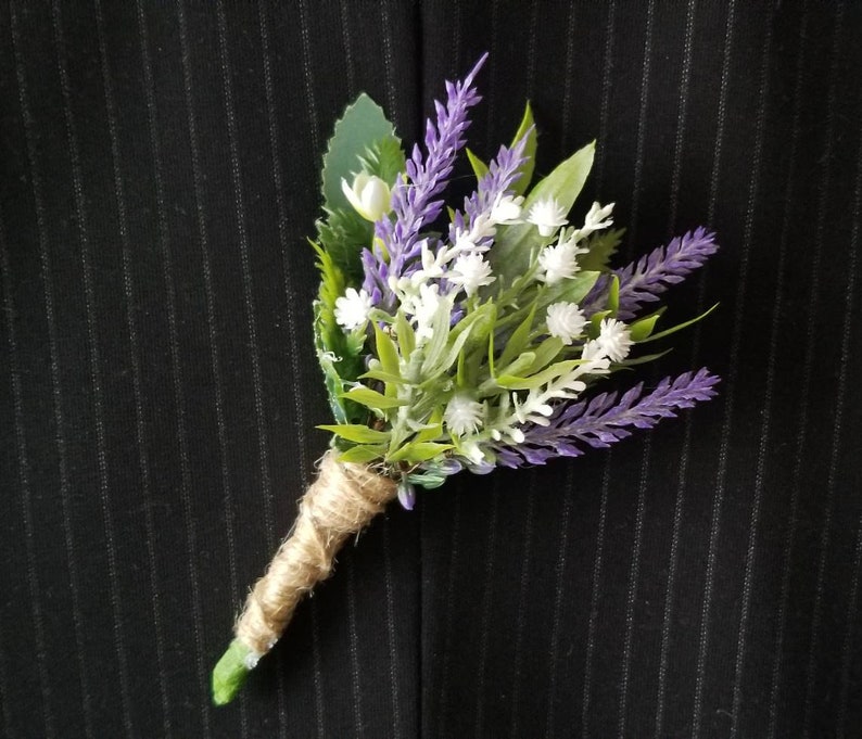 Lavender boutonniere, Purple boutonniere, Lavender wedding, Lavender groom's boutonniere, Lavender buttonhole image 3
