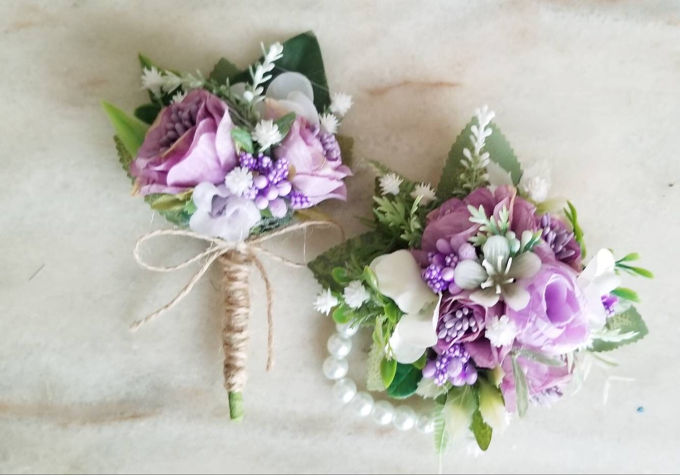 Prom Set Mauve Prom Set, Periwinkle Prom Set, Lilac Wrist Corsage and ...