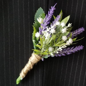 Lavender boutonniere, Purple boutonniere, Lavender wedding, Lavender groom's boutonniere, Lavender buttonhole image 7