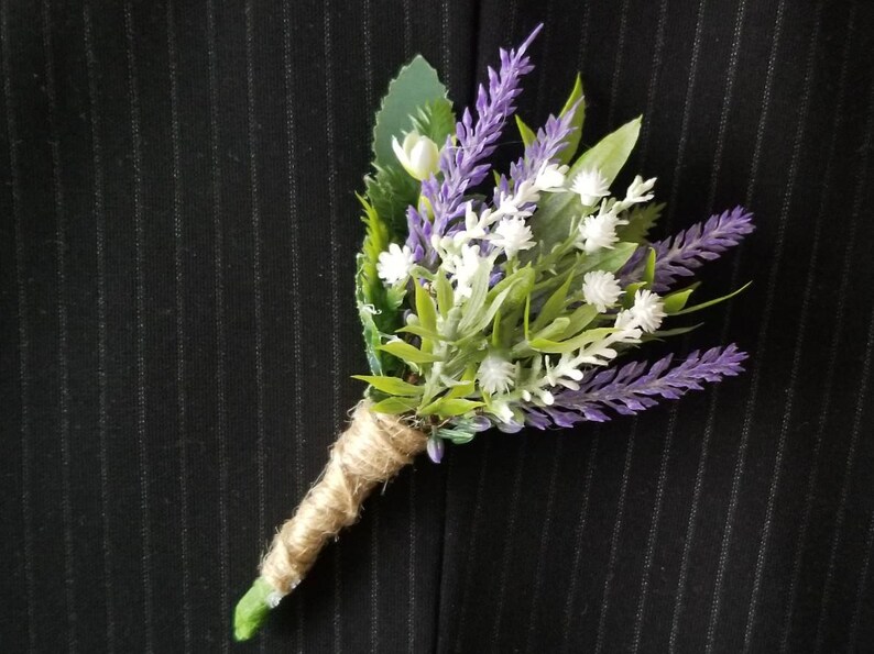 Lavender boutonniere, Purple boutonniere, Lavender wedding, Lavender groom's boutonniere, Lavender buttonhole image 7