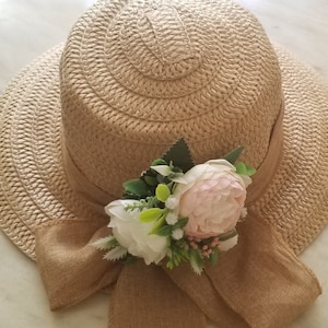 Formal straw hat, Decorated straw hat  Wedding straw hat,  Floral hat, Church hat, Tea Party hat, Beach hat