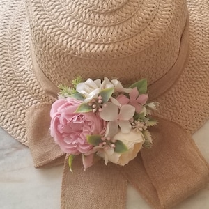 Formal straw hat, Decorated straw hat  Wedding straw hat,  Floral hat, Church hat, Tea Party hat, Beach hat