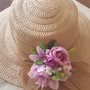 Formal straw hat, Decorated straw hat  Wedding straw hat,  Floral hat, Church hat, Tea Party hat, Beach hat