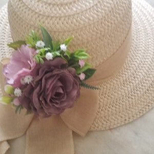 Formal straw hat, Decorated straw hat  Wedding straw hat,  Floral hat, Church hat, Tea Party hat, Beach hat