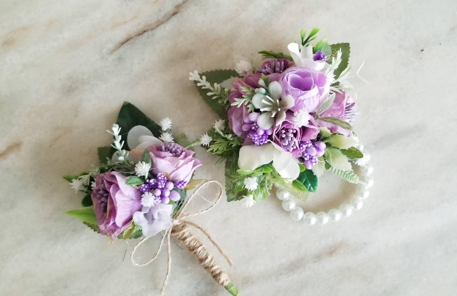 Prom Set Mauve Prom Set, Periwinkle Prom Set, Lilac Wrist Corsage and ...