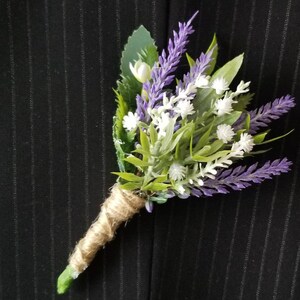 Lavender boutonniere, Purple boutonniere, Lavender wedding, Lavender groom's boutonniere, Lavender buttonhole image 4