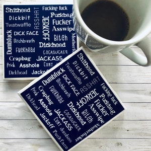 Funny Adult Coasters, Beer Drinker, Self Gift, Cursing Gift,Fuck, Bad Word Coasters, Sarcastic Quotes, Vulgar, Profanity