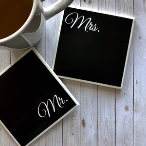 Mr and Mrs Coasters Set, Closing Gift, Couples Engagement Gift, Wedding Gift, Anniversary Gift, Personalized Housewarming Gift, Personalize