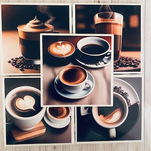 Coffee Coasters, Unique Coffee Cup Coaster, Gift for Coffee Lover, Ceramic Coasters, Tablescape, Espresso, Latte, Modern Design