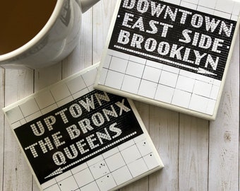 New York City Subway Tile Coasters, NYC, Brooklyn, Queens, New Apartment, Drink Coasters, Back To School Dorm Decor, Man Cave,