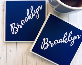 Brooklyn Coaster, New York Coffee Bar Decor, Best Friend Gift, Closing Gifts, Home Bar, Brooklyn Gifts, Inexpensive Housewarming Gift