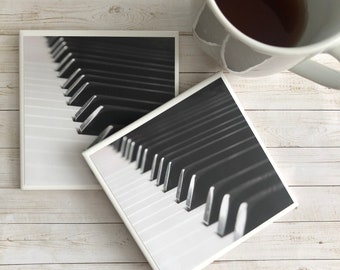 Pianist Gift, Piano Ceramic Coasters, Musician Art, Music Teacher Present, Piano Photo Coaster, Coffee Accessory
