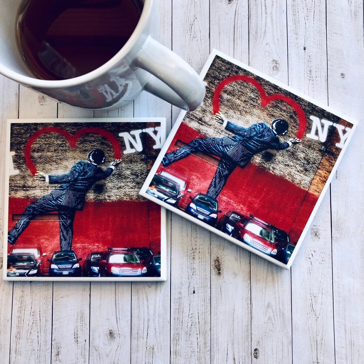 New York Coasters, Coffee Bar Decor, Urban Art, I Love New York, Graffiti, Chelsea NYC Photography, New York Gifts, Desk Decor, Dorm Decor