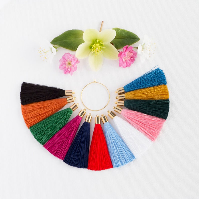 Mustard Tassel Earrings with Circles 24k Gold Hoops with Etsy