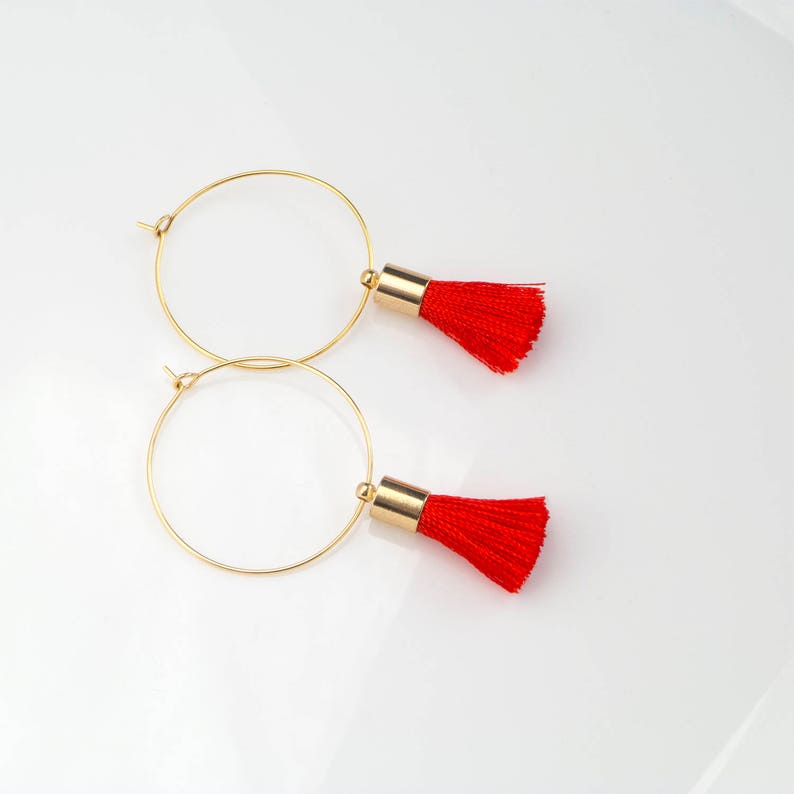 Beach Wedding Wedding Earrings Large Bridesmaid Gift Hoop Earrings Tassel Earrings with Circles