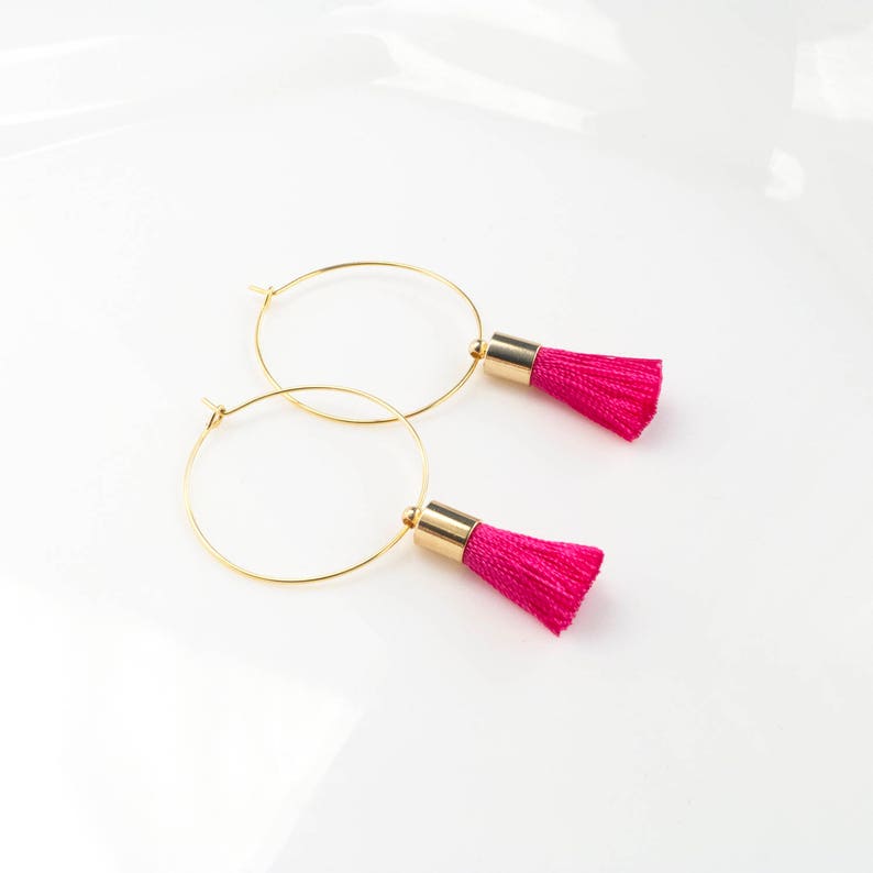 Magenta Earrings Magenta Tassel Earrings Hot Pink Earrings | Etsy