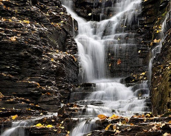 Waterfall Print Landscape Photography Scenic Waterfall Photo, Fine Art Photography Vertical Wall Art Photo Prints Autumn Waterfall Picture