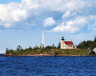 Copper Harbor Lighthouse Photography Print: Scenic Lake Superior Landscape Photo, Living Room Wall Art