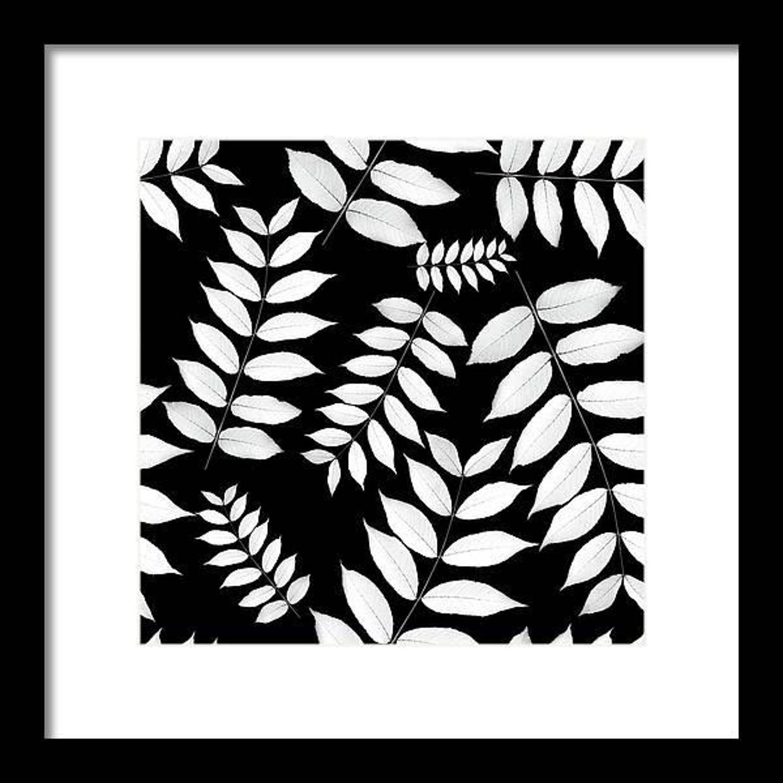 Abstract Black and White Leaf Print: Scandinavian Botanical Wall Art - Etsy