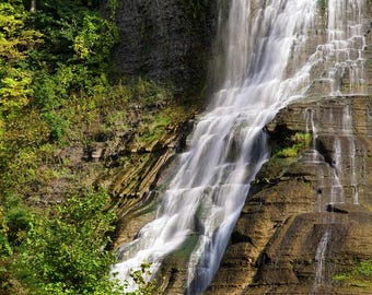 Ithaca Falls Waterfall Print: Scenic New York Waterfalls Landscape Fine Art Photography