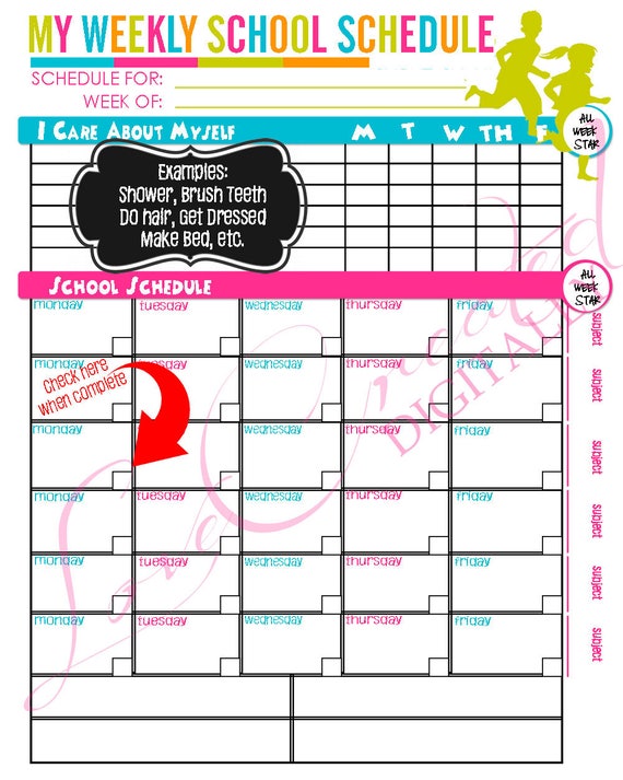 Weekly Schedule Chart