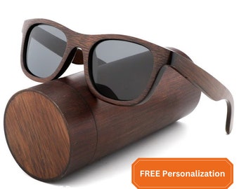 Holzsonnenbrillen, passen Sie Ihre Gläser individuell an und wählen Sie den Etui- oder Boxstil für Ihre Holzsonnenbrillen, personalisierte Sonnenbrillen