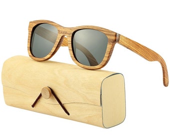Polarized Wooden Sunglasses | Custom Lens Color | Personalized Bamboo Eyewear | Eco Gift for Men & Women
