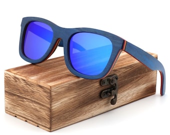 Multicolour Wooden  Sunglasses, made from natural wood.