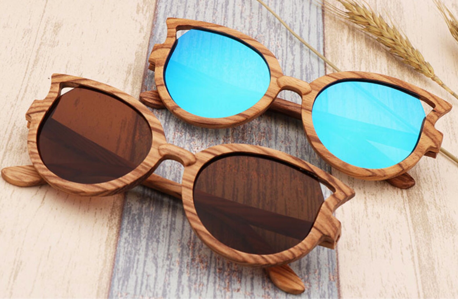 Handmade Wooden Cat Eye Polarized Sunglasses Gradient Lens Handmade Sunglasses Cat Eye Wood Frame Women Men Polarized  main image 4