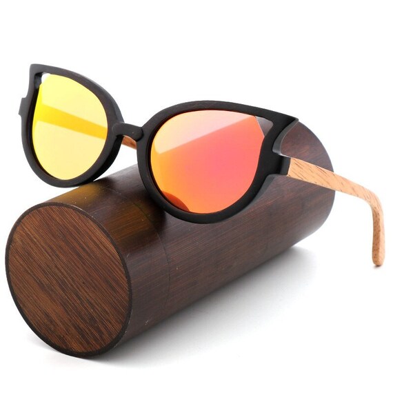 Cat Eye Wooden Sunglasses Custom | Polarized Lens Choice  display picture 3