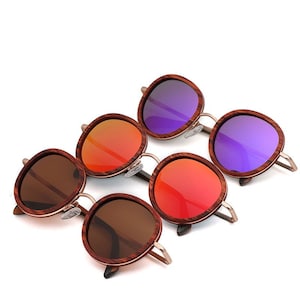 Wooden Round type Sunglasses, Customise your lens and Choose your case or box style for your Wood sunglasses