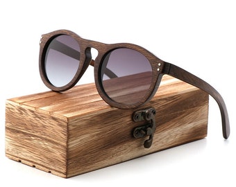 Vintage Wooden Sunglasses, Polarised lens, Various lens colour choice