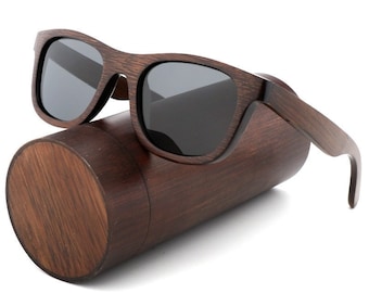 Holz-Sonnenbrille, Passen Sie Ihre Linse an und wählen Sie Ihren Etui- oder Box-Stil für Ihre Holz-Sonnenbrille, personalisierte Sonnenbrille