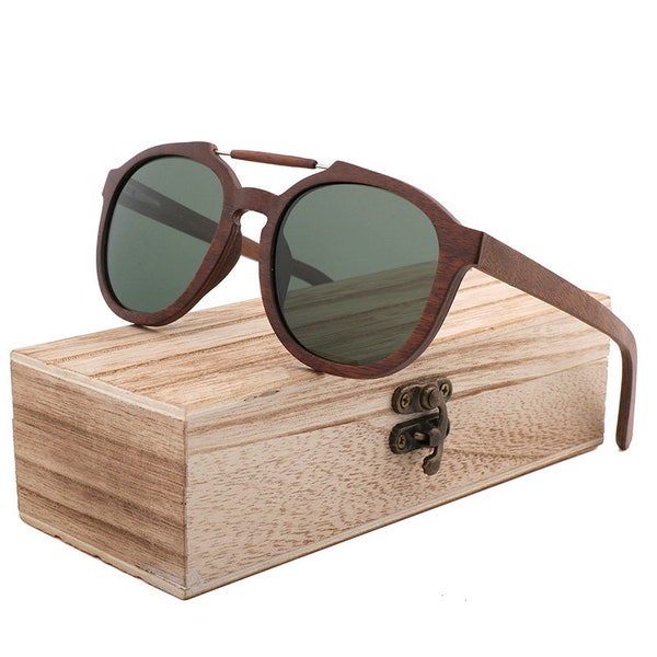 Premium Custom wooden sunglasses, Polarized UV400 Aviator style sunglasses