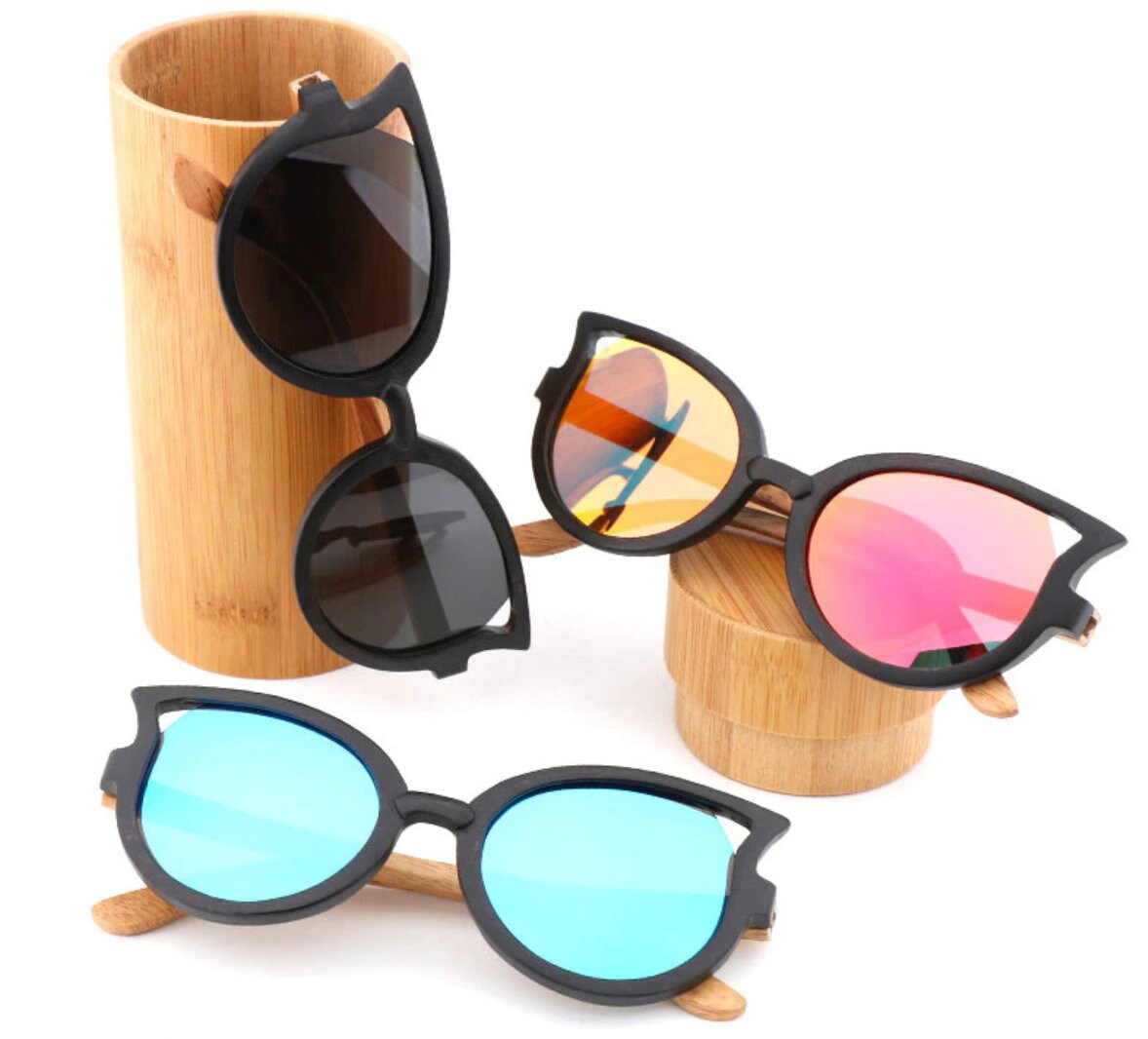 Cat Eye Wooden Sunglasses Custom | Polarized Lens Choice  display picture 2