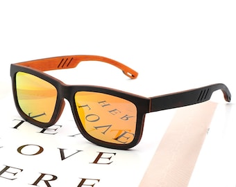 Wooden Men's Sunglasses Custom | Polarized UV400 Wayfarer | Sport Wood Eyewear | Birthday Gift for Him