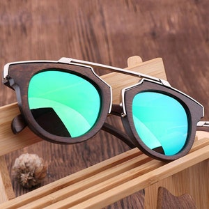Luxury Custom Wooden Sunglasses, Choose lens colour and choose box style, Polarised lens Natural Wood sunglasses image 2