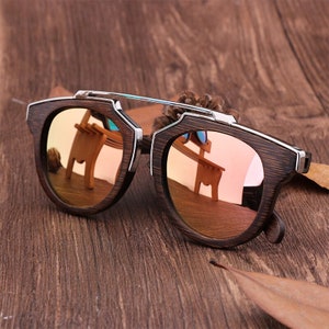 Luxury Custom Wooden Sunglasses, Choose lens colour and choose box style, Polarised lens Natural Wood sunglasses image 1