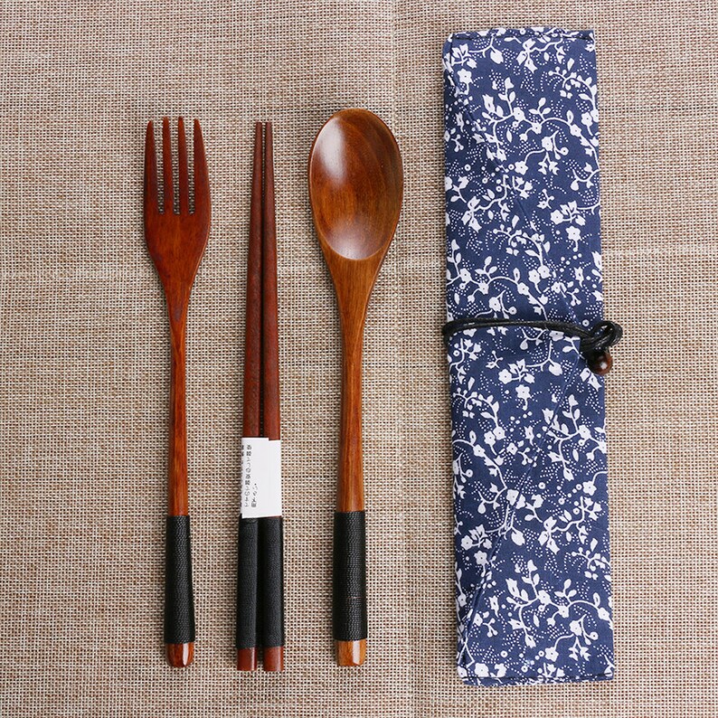 Eco Friendly Wooden Cutlery Set Japanese Style 4 Pcs Included Etsy