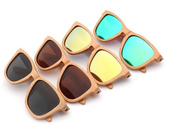 Natural Wood Sunglasses Polarized UV400 | Eco-Friendly Custom Lens | Bamboo Frame Sunglasses Gift for Men