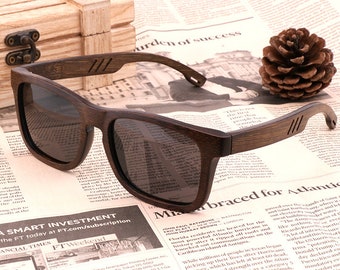 Wood Sunglasses Polarized UV400 | Customize Lens & Case | Eco Bamboo Eyewear | Anniversary Gift for Him