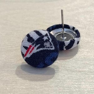 New England Patriots fabric button earrings! GO PATS!