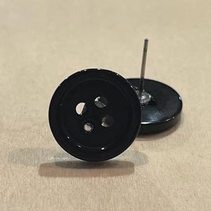 Black button earrings