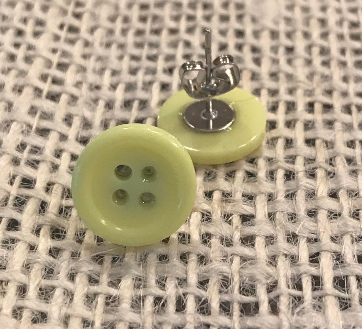 Yellow button earrings Etsy