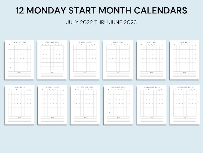 2023 Calendar Printable Sunday & Monday Start 32 Pages US - Etsy Canada